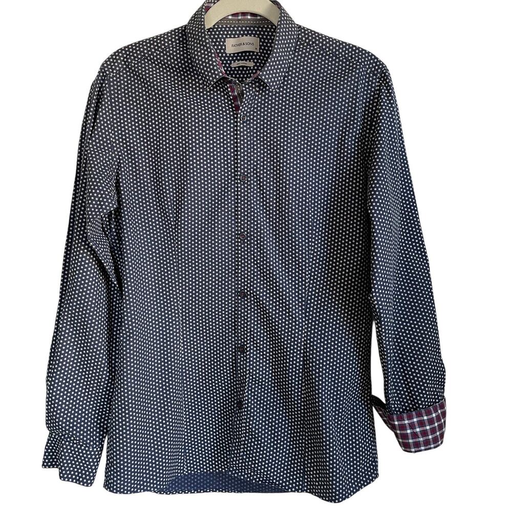 Father & Sons Men's Button Up Shirt Mixed Patterns Sz M Long Sleeve Flip Cuffs